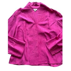 J. Jill Silk Pink Blouse, Size‎ Medium, 100% Silk, Snap closure, Comfort, Work